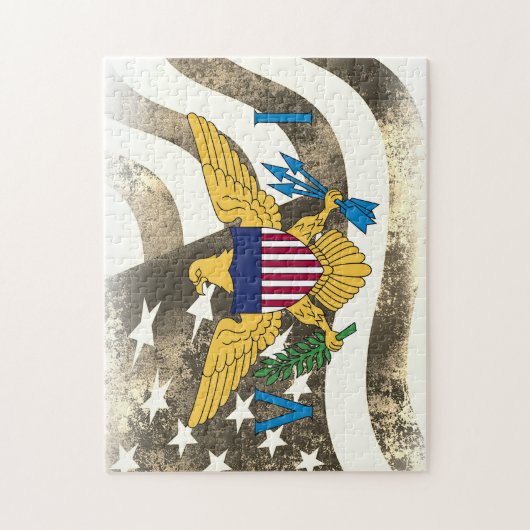 Retro United Staaten and Jungfrau Islands Flag USV Puzzle (Vertikal)