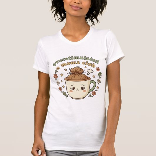 Retro-Unordentlicher-Dutt-Kaffeetasse-Tee T-Shirt (Vorderseite)