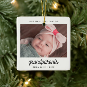 Retro Unser erstes Weihnachten als Großeltern Foto Keramikornament