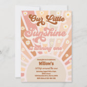 Retro Unser kleiner Sonnenschein 1. Geburtstag Par Einladung (Vorderseite)