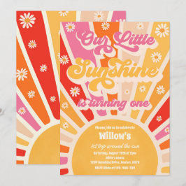 Retro Unser kleiner Sonnenschein 1. Geburtstag Par Einladung