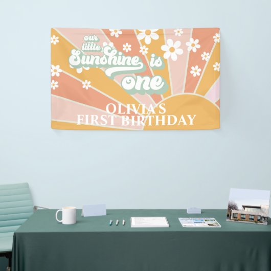 Retro Unser kleines Sonnenschein Daisy Birthday Ba Banner (Messeveranstaltung)