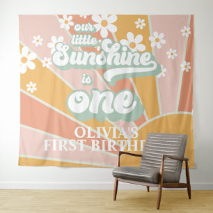 Retro Unser kleines Sonnenschein Daisy Birthday Ba Wandteppich
