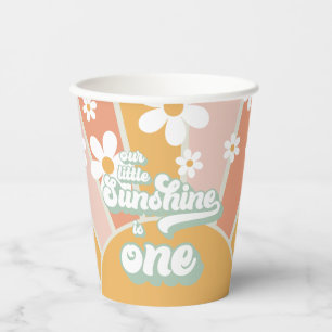 Retro Unsere kleine Sonne Daisy Geburtstag Pappbecher