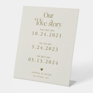 Retro unsere Liebe Story Beige Wedding Timeline Sockelschild
