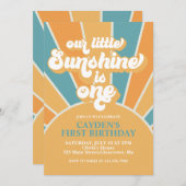 Retro unseren kleinen Sonnenschein Jungen ersten G Einladung (Vorne/Hinten)