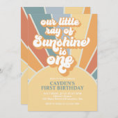 Retro unseren kleinen Sonnenscheinjungen Erstgebur Einladung (Vorne/Hinten)