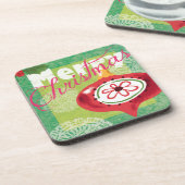 Retro Untersetzer Blick der frohen Weihnachten (Linke Seite)