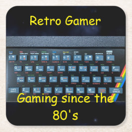 Retro-Untersetzer der 80er Jahre. Rechteckiger Pappuntersetzer