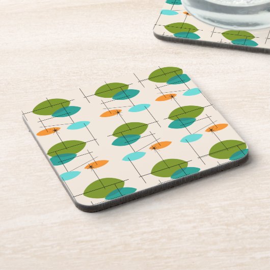 Retro-Untersetzer für atomare Kunststoffmuster Getränkeuntersetzer (Linke Seite)