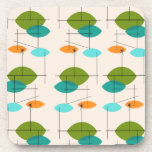 Retro-Untersetzer für atomare Kunststoffmuster Getränkeuntersetzer<br><div class="desc">Dieses Set von Retro Atomic Mobile Pattern Hard Plastic Untersetzer ist Mitte des Jahrhunderts moderne Stil in seinem besten. Das Vintag inspirierte Design ist cremefarben mit spitzen Ovalen in Türkis, Orange, aquamarin und Avocado grün. Die aquamarinen und Avocado grünen Ovale überlappen sich und schaffen einen schönen Schatten Pfauenblau. Spaß Sternexplosionen...</div>