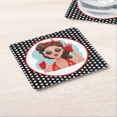 Retro-Untersetzer für weibliches Papier Rechteckiger Pappuntersetzer (angewinkelt)