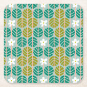 Retro-Untersetzer im Sommer blühend blau Rechteckiger Pappuntersetzer (Vorderseite)