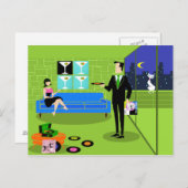 Retro Urban Cartoon Coupé Postkarte (Vorne/Hinten)
