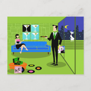 Retro Urban Cartoon Coupé Postkarte