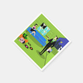 Retro Urban Cartoon Couple Disposable Napkins Serviette (Ecke)