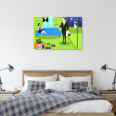 Retro Urban Cartoon Couple Stretched Canvas Print Leinwanddruck (Insitu (Schlafzimmer))