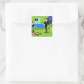 Retro Urban Cartoon - Kletterpfleger Quadratischer Aufkleber (Tasche)