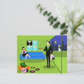 Retro-Urban-Cartoon-Pärchen-Postkarte Postkarte (Stehend Vorderseite)