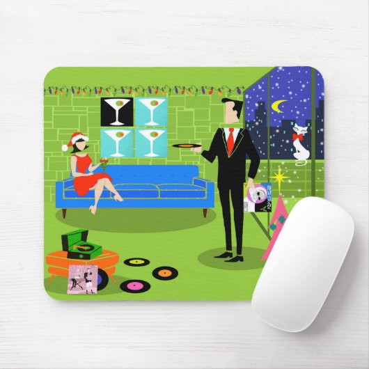 Retro Urban Christmas Couple Mousepad (Mit Mouse)