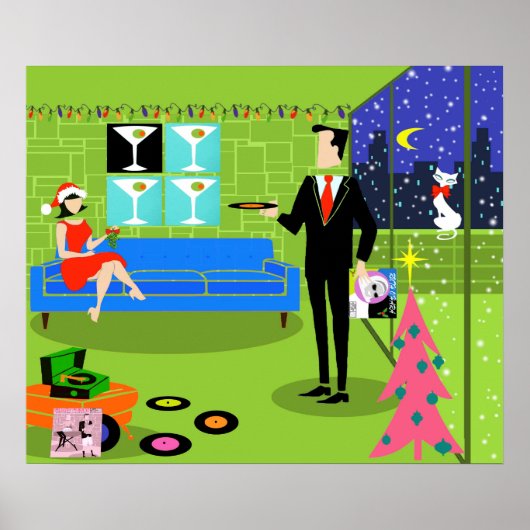 Retro Urban Christmas Couple Poster (Vorne)