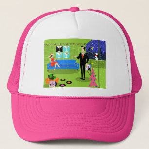 Retro Urban Christmas Couple Trucker Hat Truckerkappe