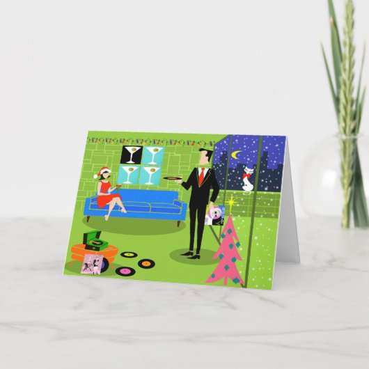 Retro Urban Couple Weihnachtskarte Feiertagskarte (Vorderseite)