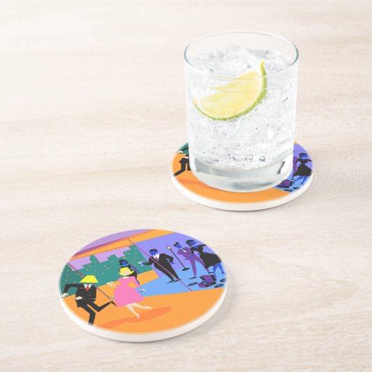 Retro Urban Dach Party Sandstone Untersetzer (Seite)