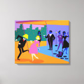 Retro Urban Dach Party Stretched Canvas Print Leinwanddruck (Vorderseite)