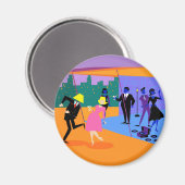 Retro Urban Rooftop Party Magnet (Vorderseite/Rückseite)