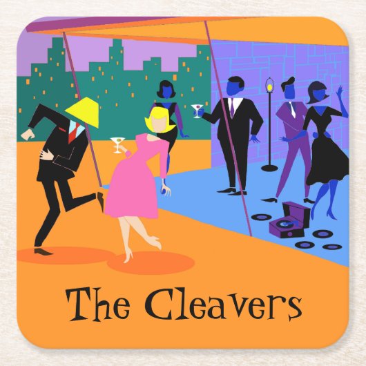 Retro Urban Rooftop Party Paper Untersetzer (Vorderseite)