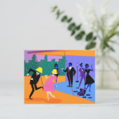 Retro Urban Rooftop Party Postkarte (Stehend Vorderseite)