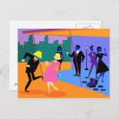 Retro Urban Rooftop Party Postkarte (Vorne/Hinten)