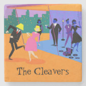 Retro Urban Rooftop Party Stone Untersetzer (Vorderseite)