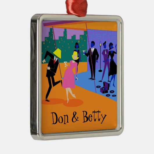 Retro Urban Rooftop Party Weihnachtsschmuck (Rechts)