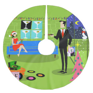 Retro Urban Weihnachten Weihnachtsbaumrock Polyester Weihnachtsbaumdecke