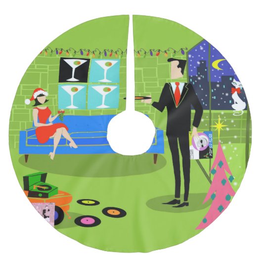 Retro Urban Weihnachten Weihnachtsbaumrock Polyester Weihnachtsbaumdecke (Vorderseite)