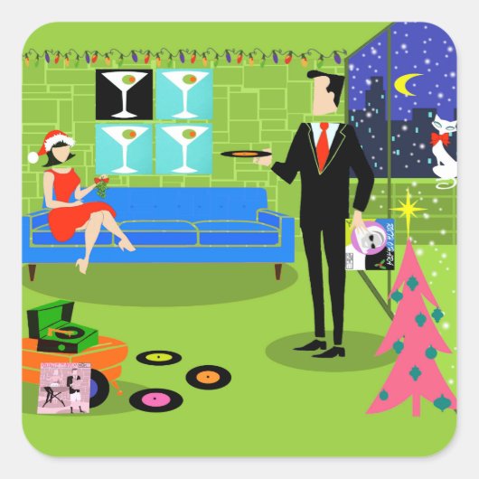 Retro Urban Weihnachtskittel Stickers (Vorderseite)