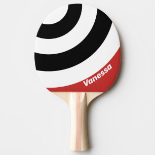 Retro Urban Zebra Kreis Streifen mit Namen Tischtennis Schläger