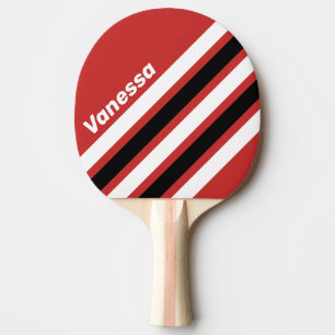 Retro Urban Zebra Schräge Streifen mit Namen Tischtennis Schläger