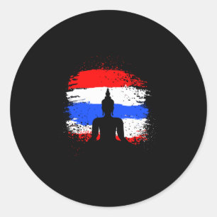 Retro Urlaub Thai Buddha Thailand-Flagge Runder Aufkleber