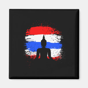 Retro-Urlaub thailändischer Buddha Thailand-Flagge Magnet