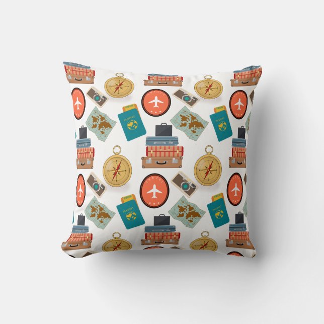 Retro-Urlaubsreise als Thema Kissen (Vorderseite)