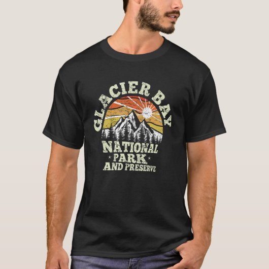Retro US Alaska 1980 Glacier Bay National Park und T-Shirt (Vorderseite)