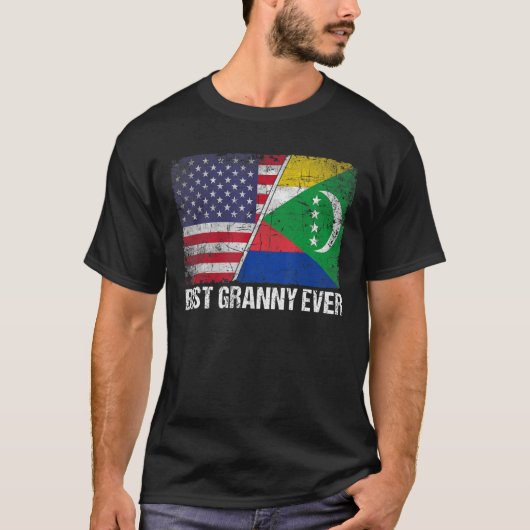 Retro US Comoros Flag Beste Großmutter je Mutter D T-Shirt (Vorderseite)