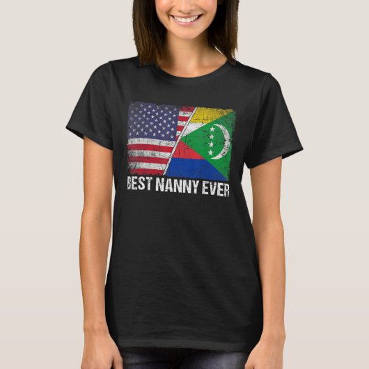 Retro US Comoros Flag Beste Kinderfrau je Mutter D T-Shirt (Vorderseite)