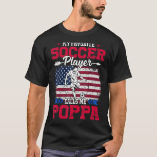 Retro US Flag Fußball Spieler ruft mich Poppa 4. J T-Shirt