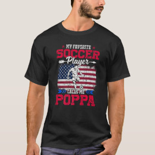 Retro US Flag Fußball Spieler ruft mich Poppa 4. J T-Shirt