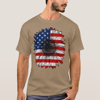 Retro US Flag Sonnenblume Lover Funny Patriotic 4. T-Shirt