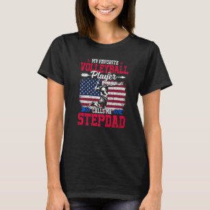 Retro US Flag Volleyball Spieler ruft mich Stepdad T-Shirt